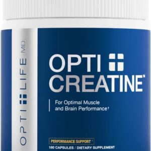 Opti + Creatine Monohydrate Capsules | Support Muscle Recovery, Energy and Healthy Stamina* | Daily Creatine Supplement | 180 Capsules/60 Servings