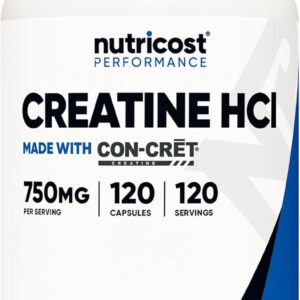 Nutricost Creatine HCl 120 Capsules – Made with CON-CRET Creatine, 750 MG Per Capsule