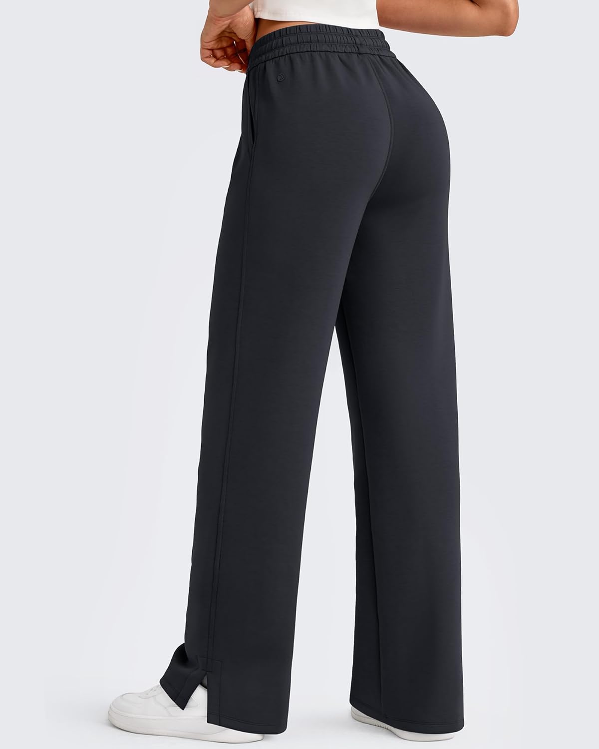 G4Free Smoofit Modal Soft Women's Wide Leg Sweatpants High Waisted Drawstring Side Slit Casual Pants - Image 2