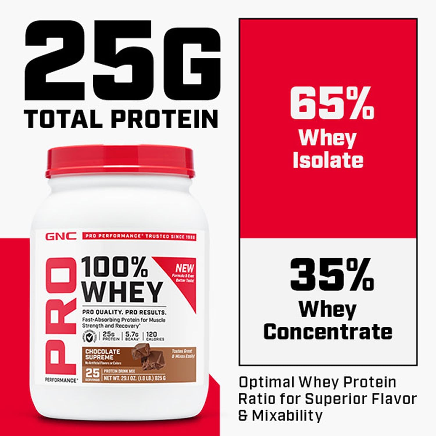 GNC Pro Performance 100% Whey Protein Powder, Fast Absorbing Protein, Muscle Strength and Recovery, Banana Cream, 25 Servings - Image 4
