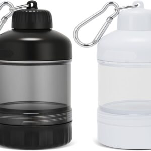 2 Pack Protein Powder Container to Go with Keychain & Keyring, Large Capacity, Clear, Leakproof, Ideal for workouts, fitness, or travel