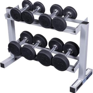 Body-Solid (PDR282X) 2-Tier Dumbbell Rack – Heavy-Duty 30inch Wide Weight Stand, Home Gym Storage Solution Holds 1 pair each of 5-30 lb. Dumbbells
