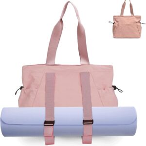 Yoga Bags for Women Gym Tote Bag with Adjustable Mat Holder Yoga Mat Carrier Shoulder Bags for Workout Pilates Travel Beach Work Shop