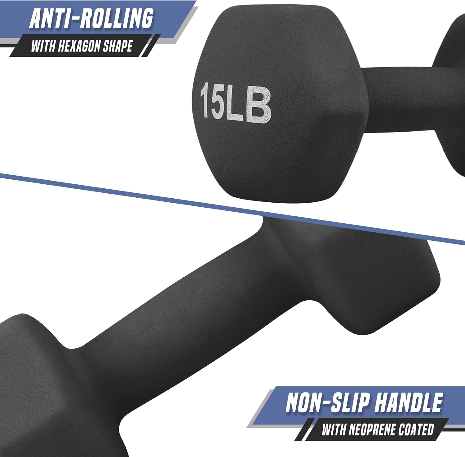 Dumbbells Hand Weights Set of 2 - Neoprene Coated Hexagon Workout Dumbbell Weight, Anti-roll Hexagon Shape No Roll Design for Home Office Workout - Image 5