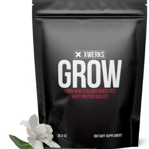 Xwerks Grow Whey Protein Powder, 25g Pure Isolate Protein from New Zealand Grass Fed Cows, Builds Strength and Speeds Recovery, Paleo and Keto Friendly, Soy and Gluten Free, Vanilla, 30 Servings