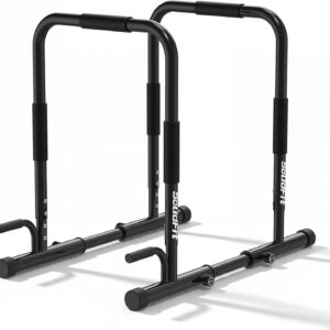 2026 Upgrade 2-in-1 Dip Bar Station – Dip Bars & Push Up Bars Adjustable Calisthenics Equipment with 420LB Bolt Washer Stable Design Dual Inner Connectors for Home Strength Training