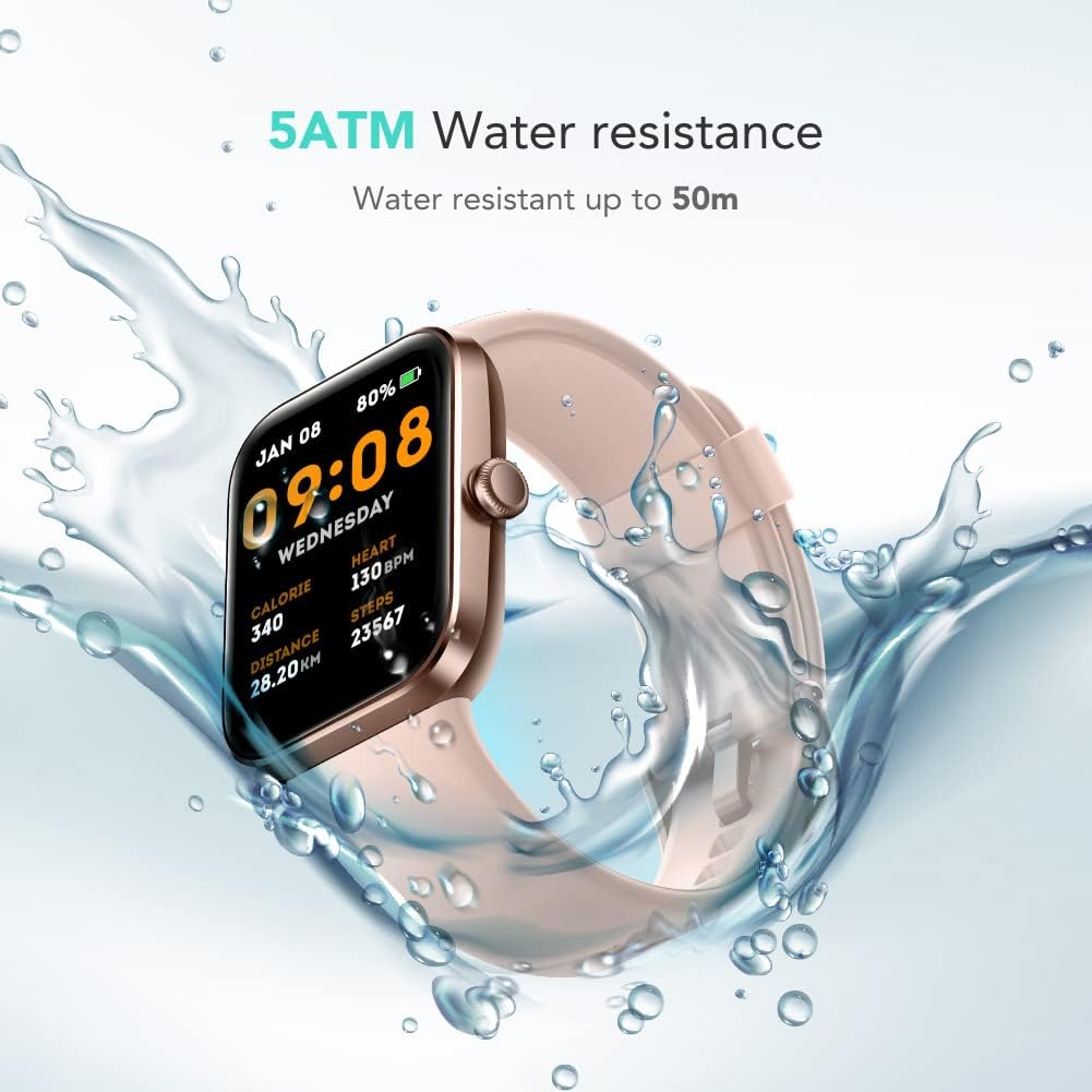 SKG Smart Watch for Women, Fitness Tracker with 5ATM Swimming Waterproof, Sleep Monitor, 1.7'' Touch Screen Smartwatch Fitness Watch for Android-iPhone iOS,V7 Pink - Image 6