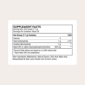 THORNE – Creatine + Alpha GPC – Micronized Creatine Monohydrate Powder – Support for Muscles & Cognitive Function* – for Women & Men – Watermelon Lemonade – NSF Certified for Sport – 30 Servings