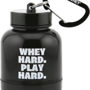 OnMyWhey – Protein Powder & Supplement Funnel Keychain, Portable To-Go Container for The Gym, Workouts, Fitness, & Travel – TSA Approved, Whey Hard Play Hard