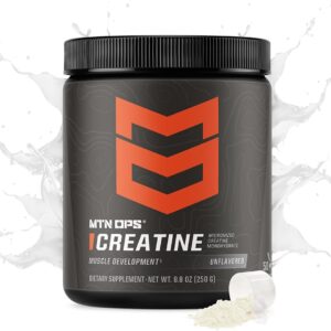MTN OPS Micronized Creatine Monohydrate Powder – Unflavored 5 g per Serving, 50 Servings – Pure Creatine for Men for Muscle Recovery & Strength Training