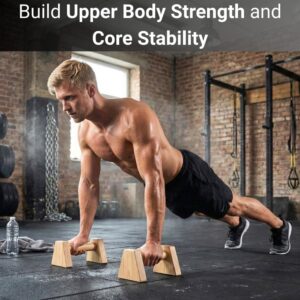 Wooden Push Up Bars – Calisthenics Equipment for Core and Upper Body Strength Training and Exercise | Push Up Handles | Pushup Bars | Parallettes