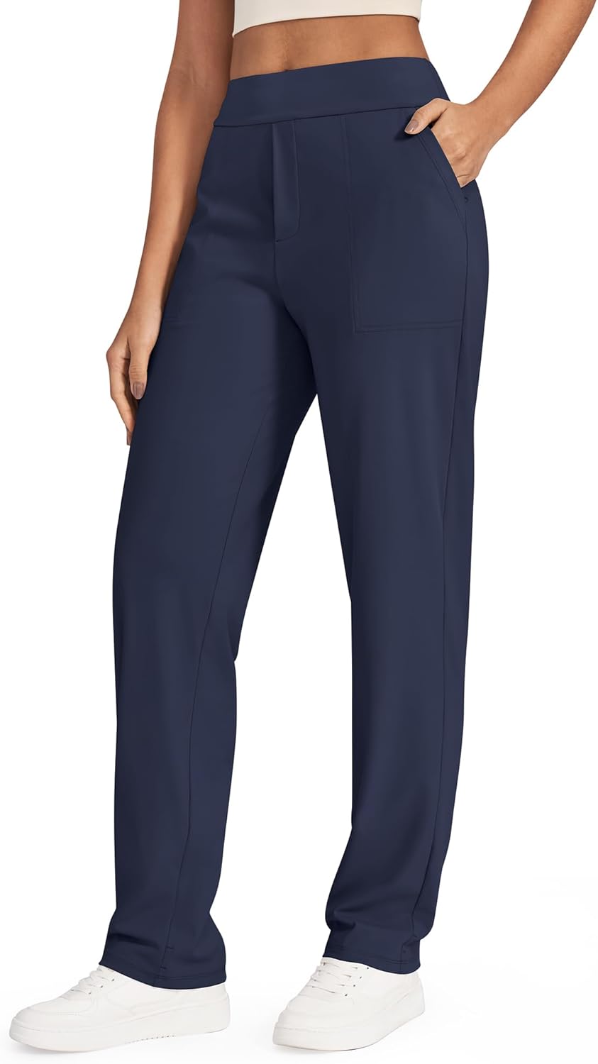 G4Free ShiftReady Yoga Pants Women High Waist Dress Work Pants with Pockets Straight Leg Business Casual Trousers 28"/30"/32"