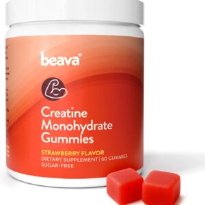 Creatine Monohydrate Gummies – 30 Servings – Vegan Creatine Chews for Muscle Growth, Muscle Recovery, Workout Recovery, Anaerobic Endurance – No Loading Phase – No Bloating – Strawberry – No Sugar