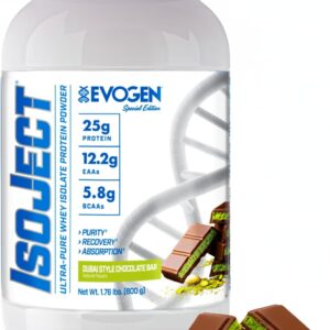 Evogen Isoject – Whey Protein Isolate | Ultra-Pure Whey Protein Powder with Ignitor Enzymes, BCAAs, and EAAs | Enhanced Absorption & Recovery | Dubai Chocolate Protein | 25 Servings