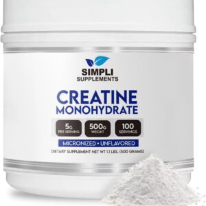 Pure Creatine Monohydrate Powder 5g Per Serving | Creatine Powder 500g for Men and Women | Unflavored Creatine Nutritional Supplement for Muscle Building & Recovery | Non-GMO & Vegan-Friendly