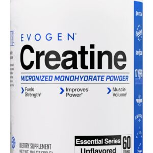Evogen Creatine Monohydrate Powder – Micronized Creatine for Women & Men | Pure Creatine Powder Supplement for Strength, Power & Recovery | Unflavored | 60 Servings