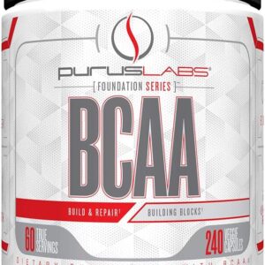 BCAA Capsules by Purus Labs Foundation Series | 2:1:1 Leucine, Valine, Isoleucine | for Recovery, Endurance, Strength and Muscle Building | 240 Capsules (60 Servings)