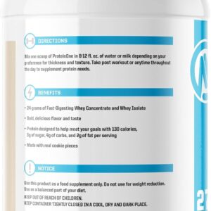 NutraOne ProteinOne Whey Protein Promote Recovery and Build Muscle with a Protein Shake Powder for Men & Women (Caramel Cookie Crunch, 2 LB)