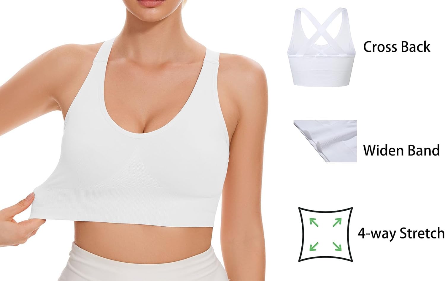 Sports Bra for Women Unpadded Medium Support Criss Cross Back Strappy Workout Bra High Impact Gym Activewear Top - Image 5