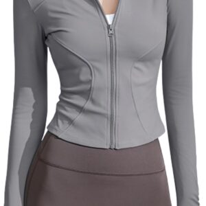 Athletic Jackets For Women Full Zip, Lightweight Long Sleeve Workout Jackets With Thumb Holes
