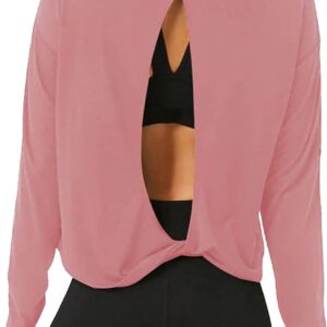 Bestisun Long Sleeve Workout Shirts Yoga Dance Tops Open Back Athletic Clothes for Women