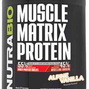 NutraBio Muscle Matrix Protein Powder – 25g of Protein Per Scoop – Whey Isolate and Micellar Casein Combo for Fast and Slow Release – Vanilla – 2 Pounds, 28 Servings