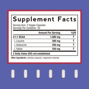 Doctor’s Recipes BCAA 1000 mg, 2:1:1 Ratio, L-Leucine, L-lsoleucine, L-Valine, Branched Chain Amino Acids, Fast Recovery, Endurance, Energy, Vegan, 60 Capsules
