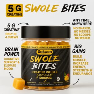 Creatine Gummies 5000mg – Vegan – Muscle Builder – Strength & Energy Support – 120 Count – Mango Flavor – Creatine Monohydrate Supplement for Men & Women