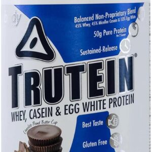 Body Nutrition Trutein High Protein Powder: 45% Whey, 45% Casein, 10% Egg White, Gluten-Free, Low Sodium, Grass Fed Whey Protein Powder, Gym Supplement & Breakfast Shake, Chocolate Peanut Butter, 2lb