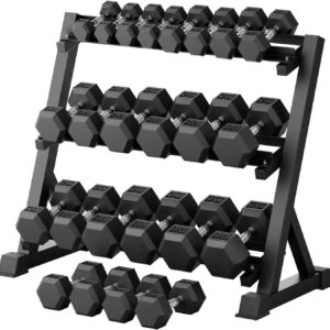 RITFIT 180-780LB Rubber Hex Dumbbells Set with Optional Dumbbell Rack, Multi Weight Set to Choose, Ideal for Home Gym and Fitness