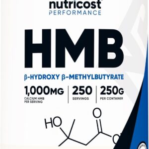Nutricost HMB Powder (Beta-Hydroxy Beta-Methylbutyrate) 250 Grams – Gluten Free & Non-GMO