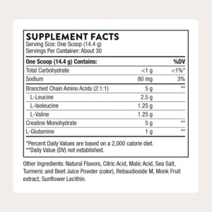 THORNE – Creatine + BCAAs – Micronized Creatine Monohydrate + BCAA Powder – Support for Muscles, Exercise Endurance & Recovery* – for Women & Men – Peach Mango – NSF Certified for Sport – 30 Servings