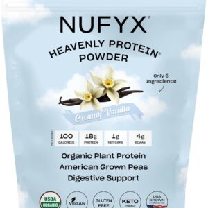 NUFYX® • Heavenly Protein® Powder • World’s Finest 100% Organic American Grown Peas • Vegan • Gluten Free • Low Carb (Creamy Vanilla, 40 Scoops)
