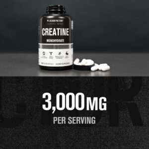 Jacked Factory Creatine Monohydrate Capsules – Creatine Pills for Muscle Growth, Increased Strength, Enhanced Energy Output and Improved Athletic Performance – 150 Capsules