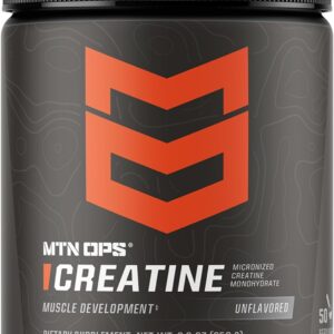 MTN OPS Micronized Creatine Monohydrate Powder – Unflavored 5 g per Serving, 50 Servings – Pure Creatine for Men for Muscle Recovery & Strength Training