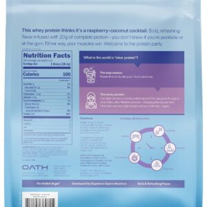 Oath Nutrition Clear Whey Isolate Protein Powder, Blue Razz Coconut, 20g Complete Protein per Serving, No Added Sugar, Grass-Fed, 18 Servings
