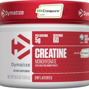 Dymatize 100% Creatine Monohydrate with Creapure, 5g Per Serving, 60 Servings (300g), Creatine for Women and Men, Gluten Free