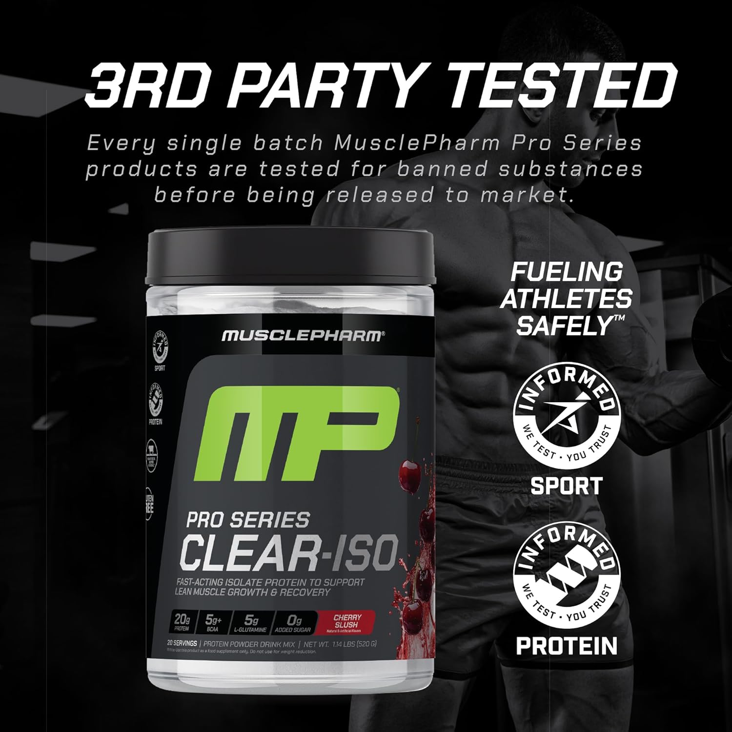 Muscle Pharm Pro Series Clear-ISO a Whey Protein Isolate Powder a Cherry Slush (20 Servings) - Image 5