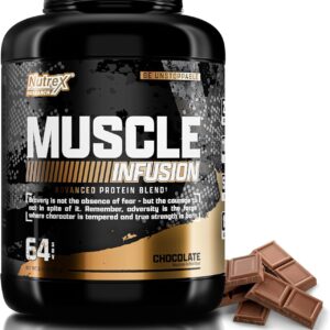 Nutrex Research Whey Protein Powder, Chocolate Muscle Infusion Whey Isolate w/EAA & Hi BCAA for Muscle Gain – 5 Pounds – Muscle Builder for Men & Women, Sports Nutrition, Delicious Taste & Texture