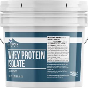 Earthborn Elements Whey Protein Isolate, 1 Gallon Bucket, Protein Powder, Unflavored, Workout Supplement (53.6 Ounce)