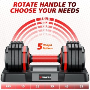 Adjustable Dumbbells Set of 2, 1 Hand Adjustable Weights Dumbbells Set, 5 in 1/10 in 1 Free Dumbbell with Anti-Slip Texture Handle, 25/55/80lb Pair Weight Set For Home Gym Suit both Men and Women