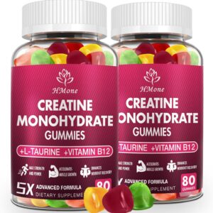 Creatine Monohydrate Gummies – 5g for Men & Women, 160 Count and Creatine Chewable Supplements for Muscle Gain, Muscle Strength, Energy Boost, and Muscle Builder, Sugar Free, Vegan