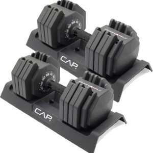 CAP Barbell ADJUSTABELL Adjustable 55 lb Hex Dumbbell Weights – Singles & Pairs | Multiple Handle Options