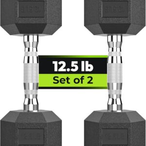 Hex Dumbbell Set, 2.5-65 lb Rubber Encased Exercise & Fitness Dumbbells, Weights Dumbbells Set of 2, Hand Weight for Strength Training