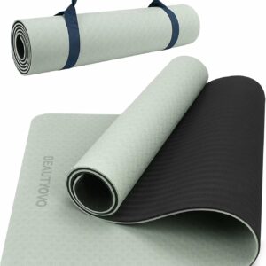 BEAUTYOVO Yoga Mat with Strap, 1/3 Inch Extra Thick Yoga Mat Double-sided Non Slip, Professional TPE Yoga Mats for Women Men, Workout Mat for Yoga, Pilates and Floor Exercises