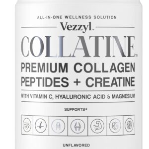 Collatine – Premium Collagen Peptides + Creatine with Vitamin C, Hyaluronic Acid and Magnesium for Skin, Hair, Nails, Bone & Joint, Muscle, Immune and Cognitive Aid (.55 LB (250 G/8.8 OZ)
