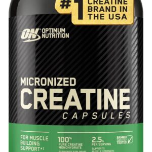 Optimum Nutrition Micronized Creatine Monohydrate Capsules, Keto Friendly, 2500mg, 200 Capsules (Packaging May Vary)