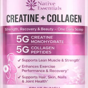 Creatine for Women + Collagen Peptides 5g Each – Muscle, Beauty, Performance