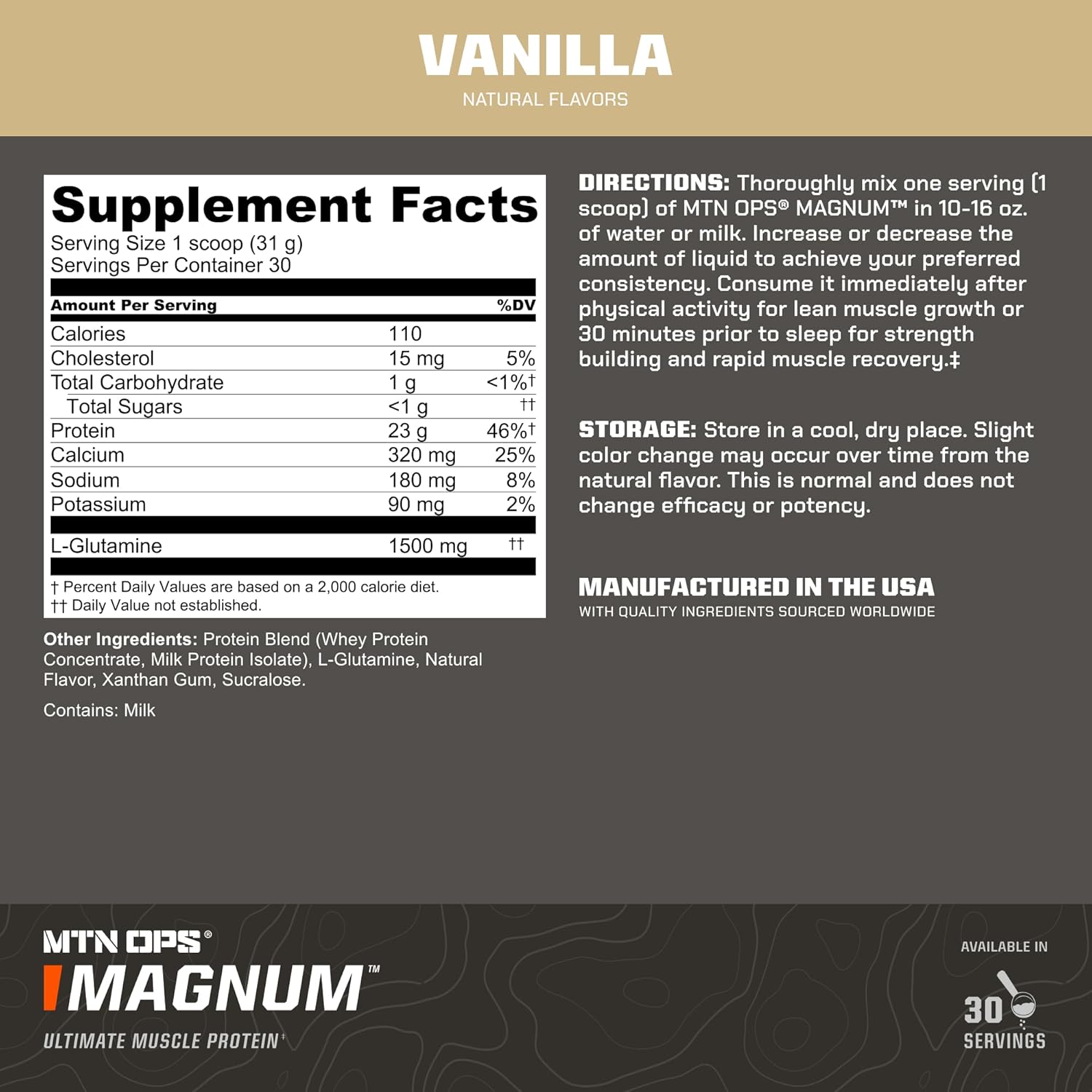 MTN OPS Magnum Vanilla Protein Powder, 23g of Whey Isolate Protein & Milk Protein with BCAAs, Zero Sugar & Gluten Free, 30-Servings - Image 3