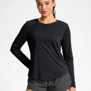 SANTINY Lightweight Long Sleeve Workout Tops for Women Breathable Tennis Active Sports Top Gym Yoga Athletic Running Shirts